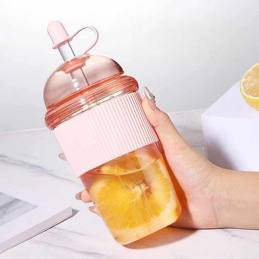 630ML Straw Cup with Lid and Straw Portable Large Capacity Coffee Milk Tea Cup