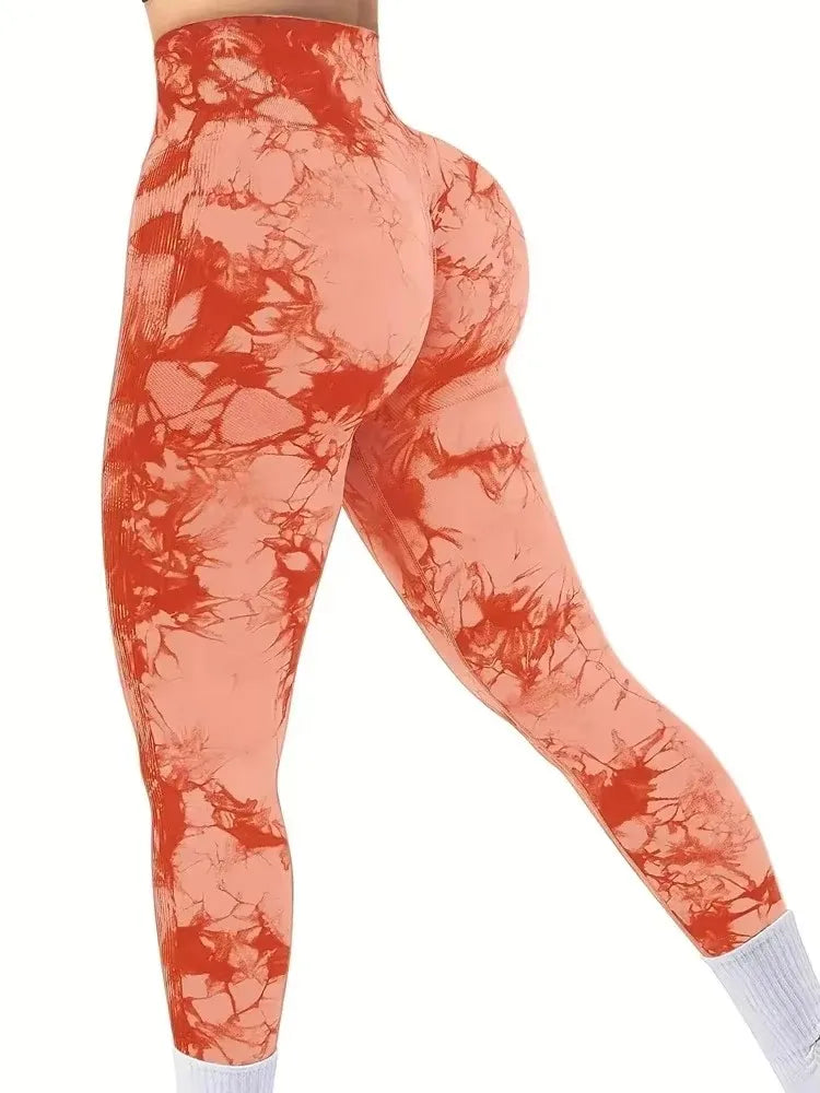 Tights Women Tie Dye Leggings High Waist Lifts Butt Tummy Control Push Up