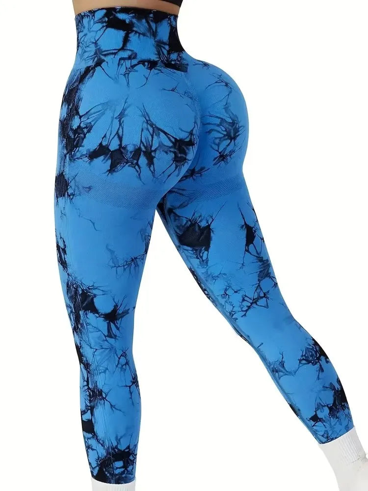 Tights Women Tie Dye Leggings High Waist Lifts Butt Tummy Control Push Up