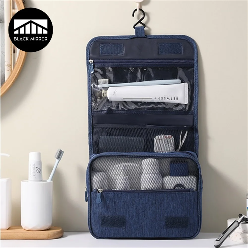 Portable Toiletry Washbag with Hanging Hook Waterproof Women Bathroom