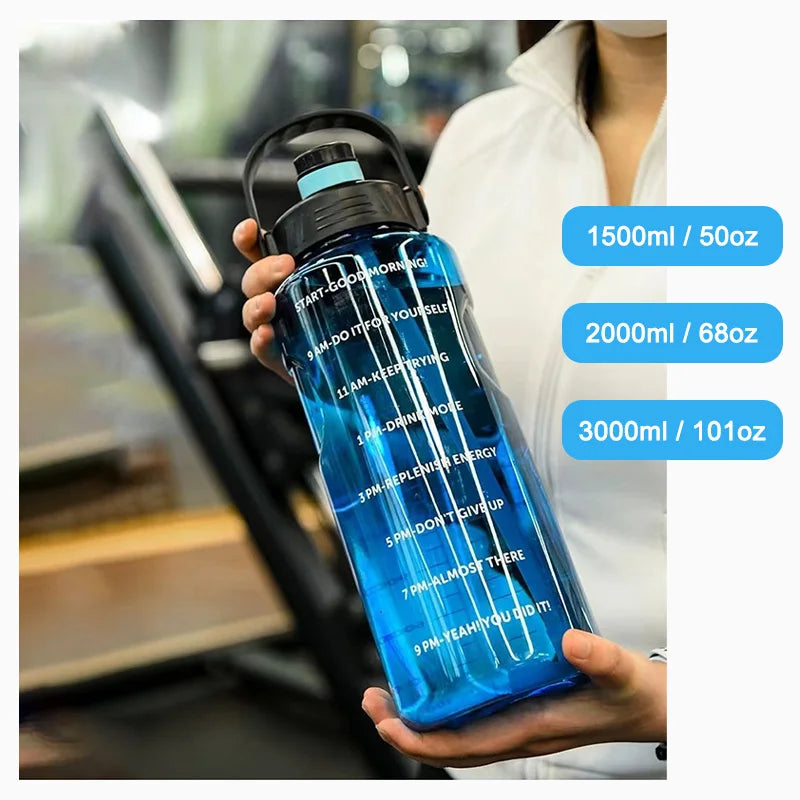 Sports Water Bottle Large Capacity Plastic Cup Leak-proof With Straw