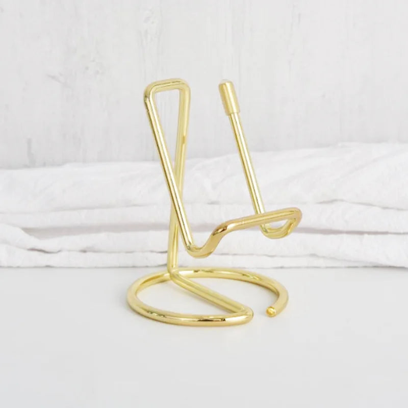 Cute Card Holder Gold Metal Paper Organizer Binder Clip Display Office Business