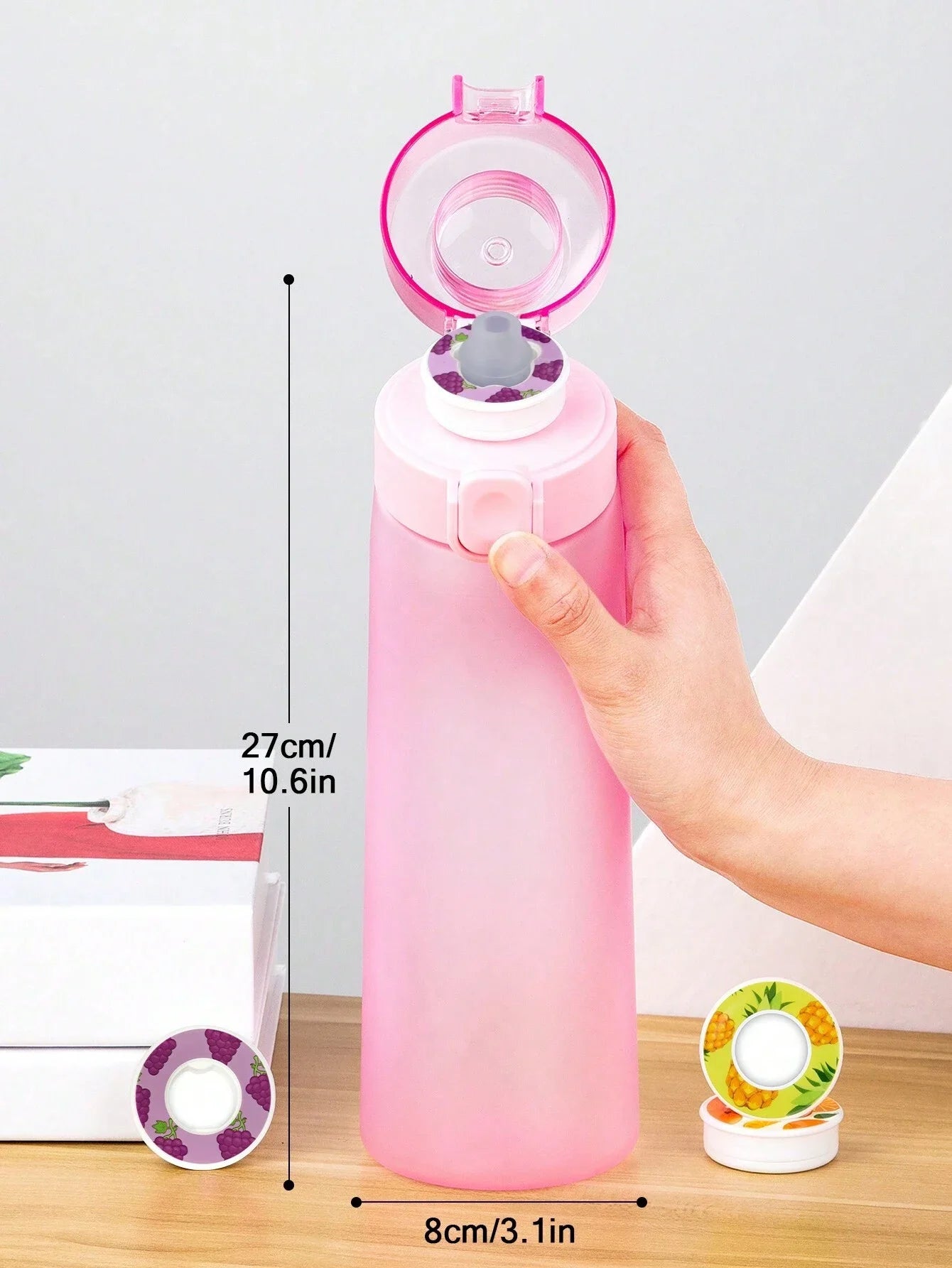 1pc Air Water Bottle With 1pc Random Round Shape Flavor Pod Sports