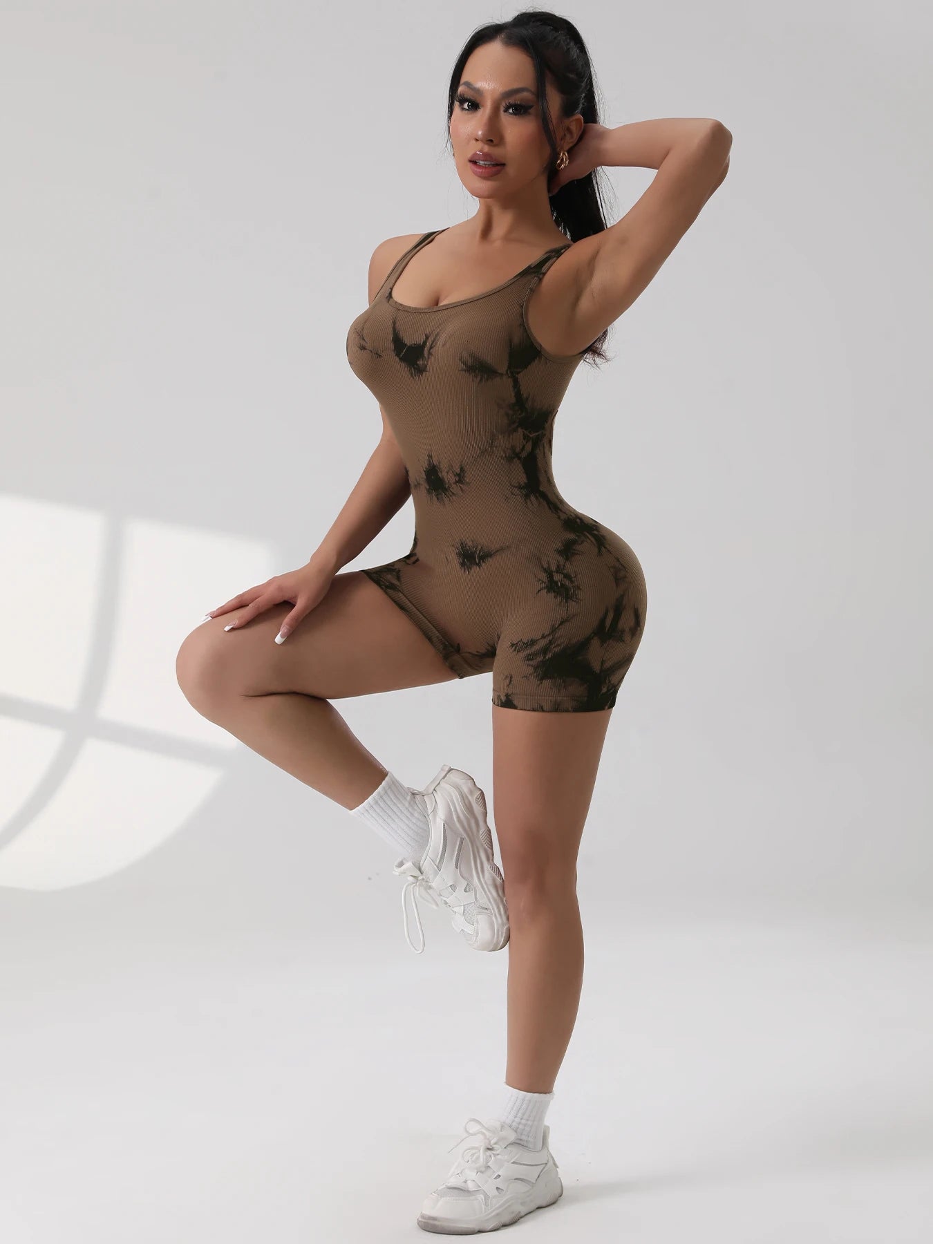 1PCS Tie Die Beautiful Back Yoga Suit Stretch Butt-Lifting Sports Jumpsuit Breathable