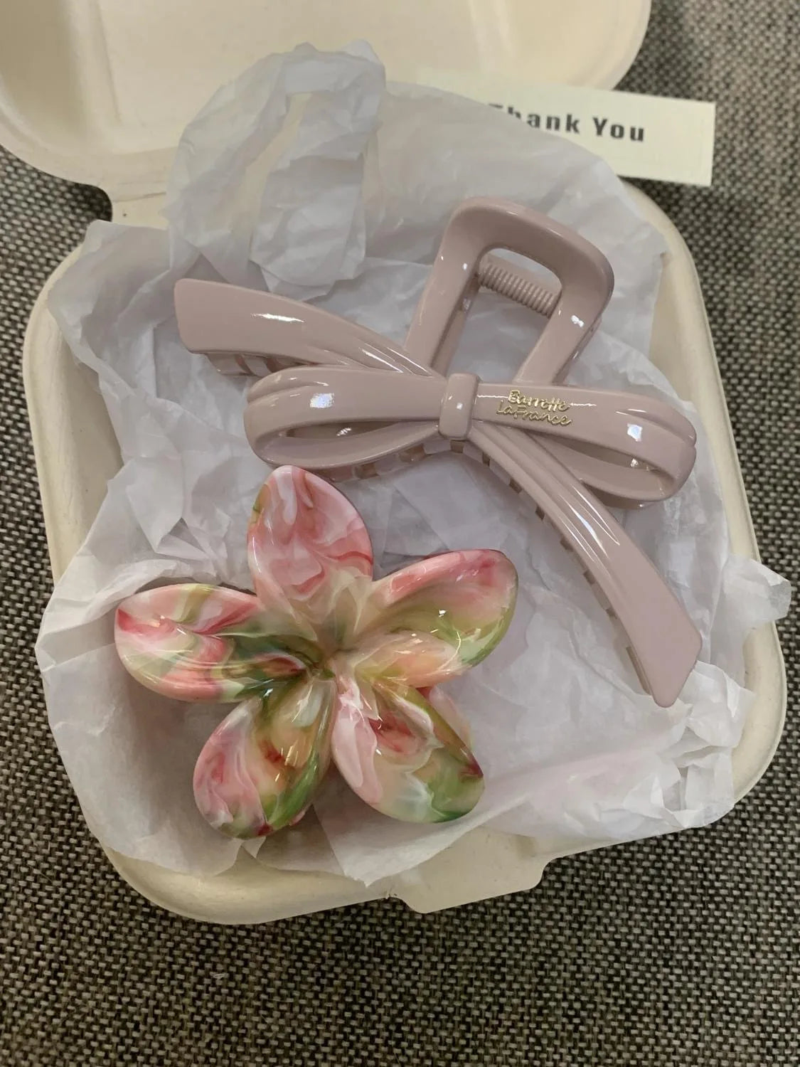 Vintage Blue Polka Dot Red Bow Hair Clip Shark Claw Clamp Hairpin