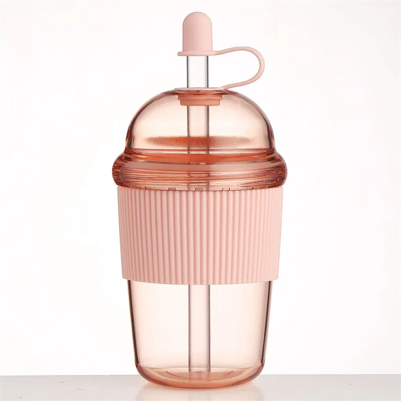 630ML Straw Cup with Lid and Straw Portable Large Capacity Coffee Milk Tea Cup