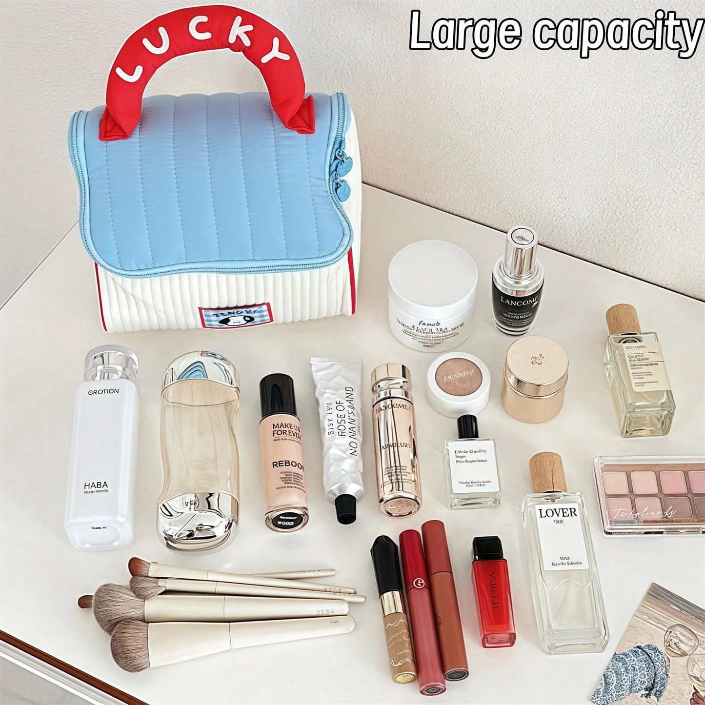 Cartoon pattern cute hut handbag girls large capacity cosmetic organizer