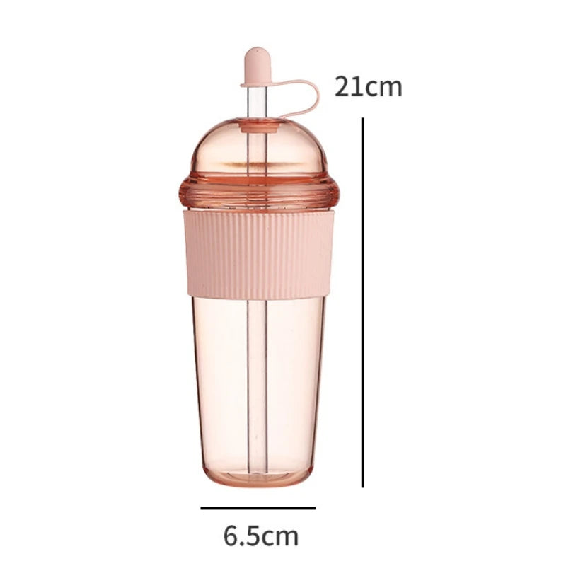 630ML Straw Cup with Lid and Straw Portable Large Capacity Coffee Milk Tea Cup
