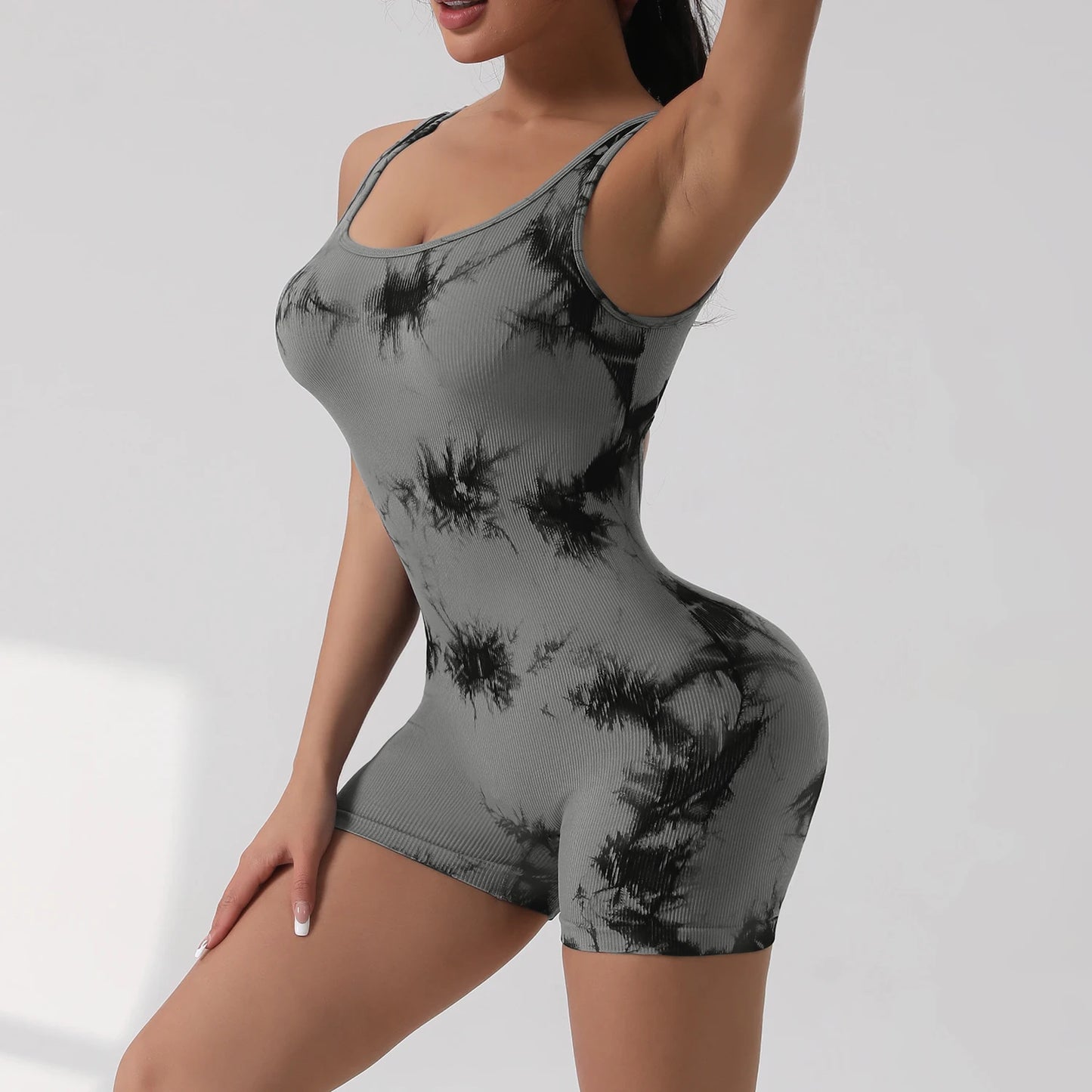 1PCS Tie Die Beautiful Back Yoga Suit Stretch Butt-Lifting Sports Jumpsuit Breathable