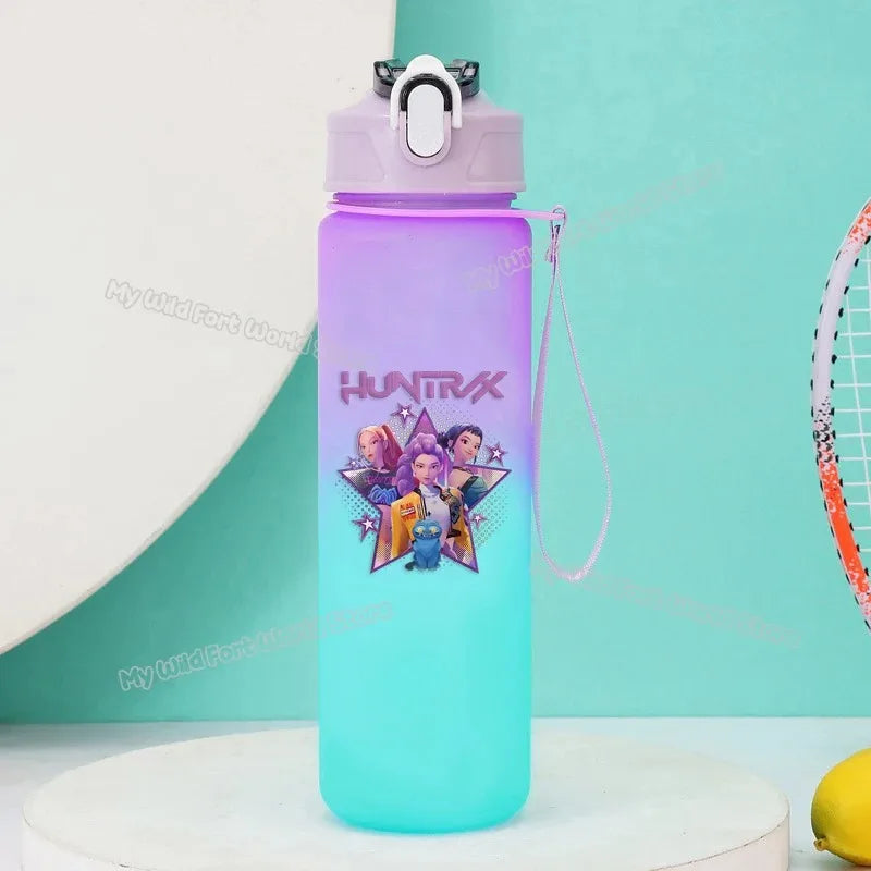 KPop Demon Hunters Gradient Water Bottles 750ml High-capacity Drinking Straw Cup