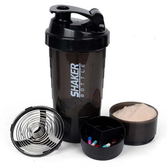 3 Layers Shaker Protein Bottle Powder Shake Cup Water Bottle